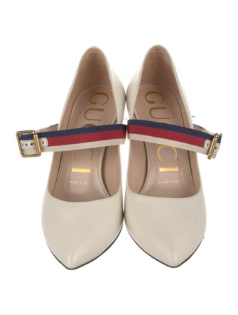 Gucci Sylvie Web Accent Leather D'Orsay Pumps
