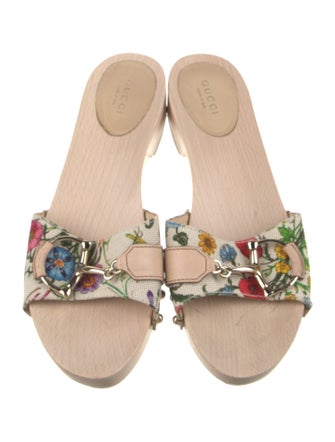 Gucci Flora Print Canvas Slides