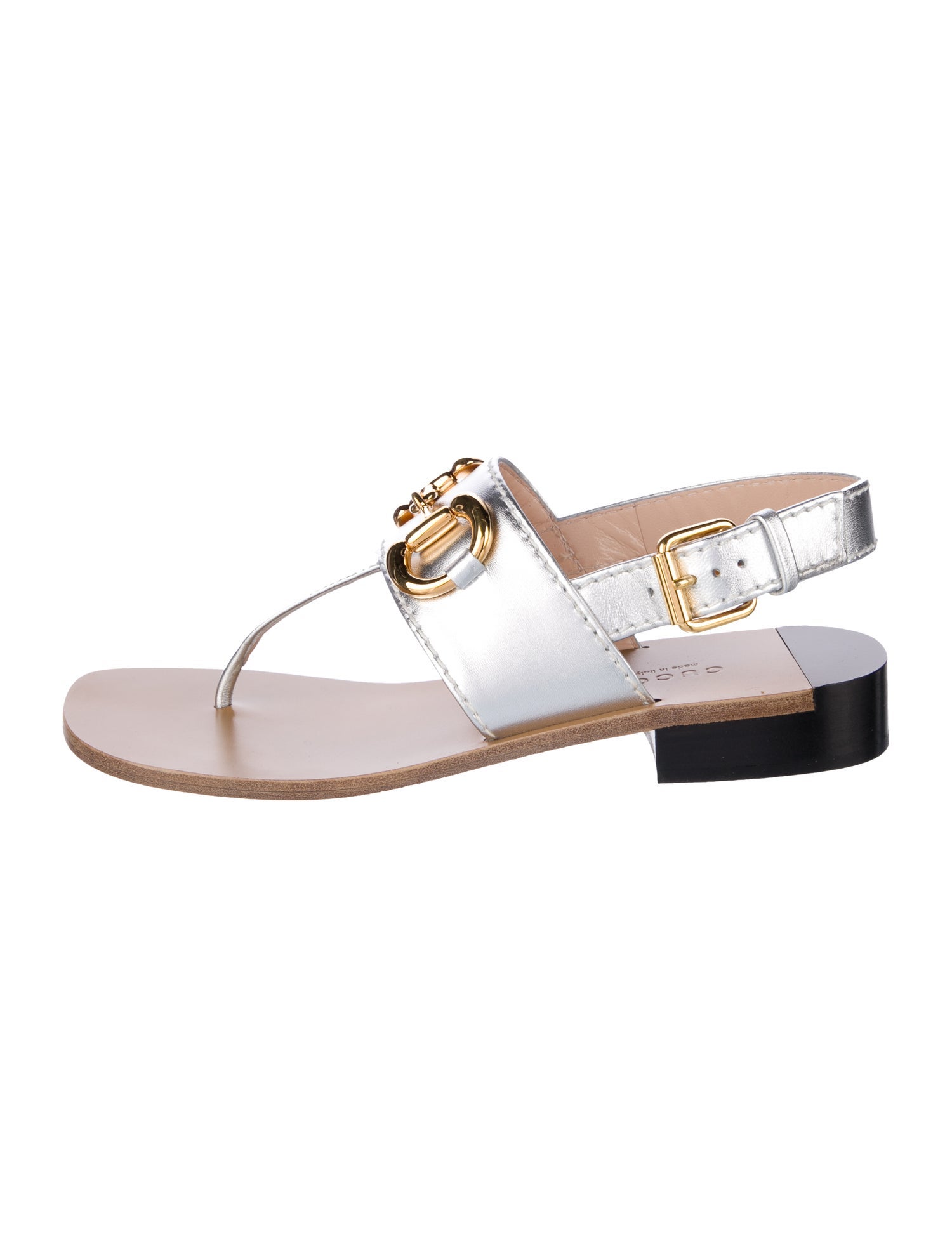 Gucci Horsebit Accent Leather T-Strap Sandals