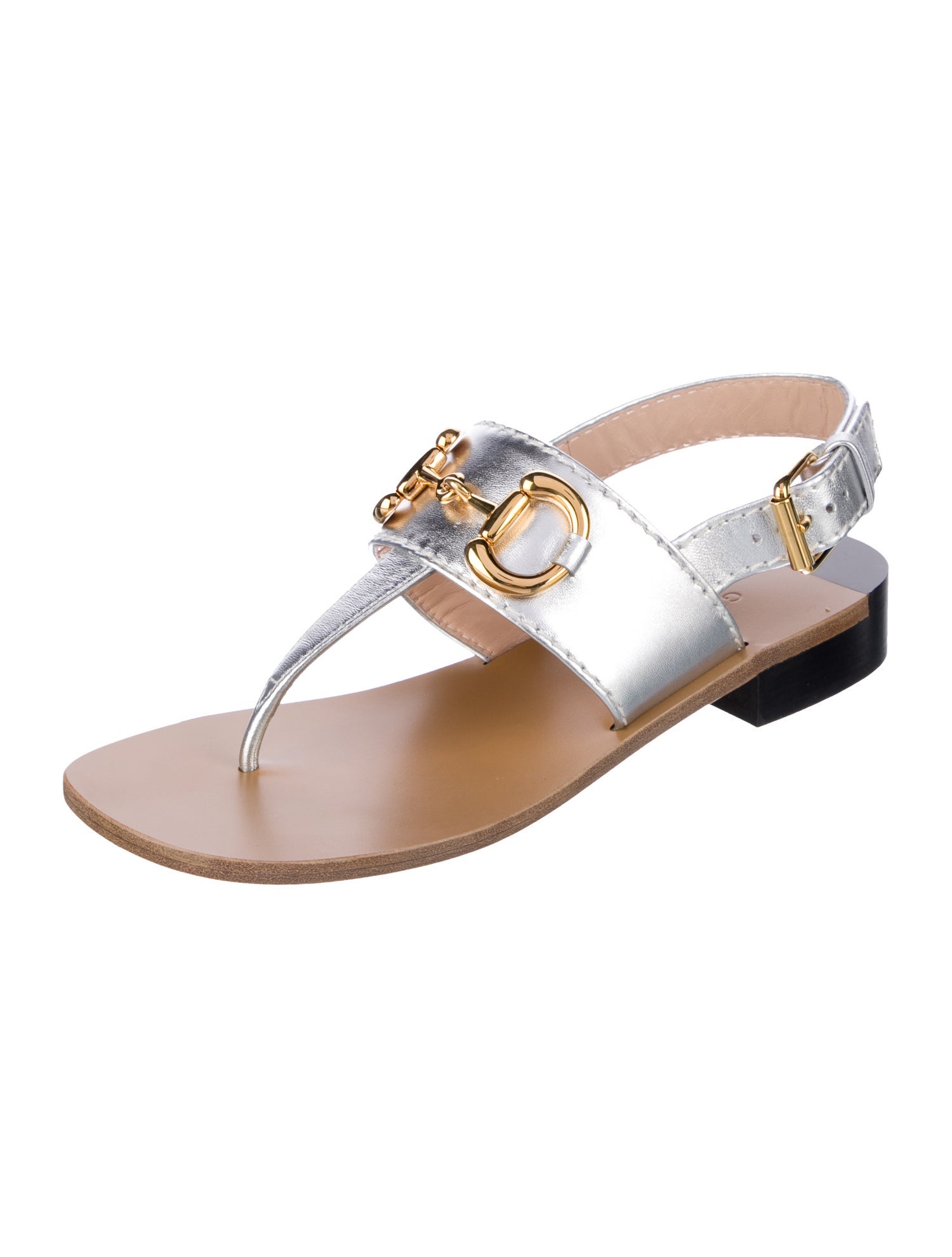 Gucci Horsebit Accent Leather T-Strap Sandals
