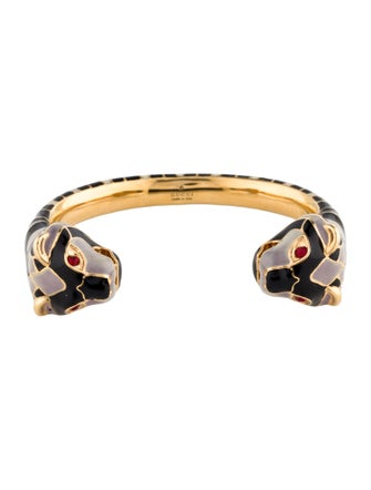 Gucci Crystal & Enamel Tiger Heads Cuff Bracelet