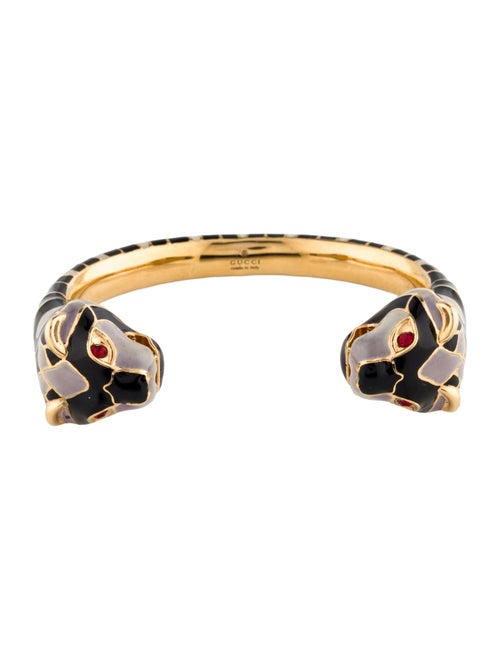 Gucci Crystal & Enamel Tiger Heads Cuff Bracelet