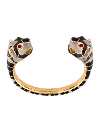 Gucci Crystal & Enamel Tiger Heads Cuff Bracelet