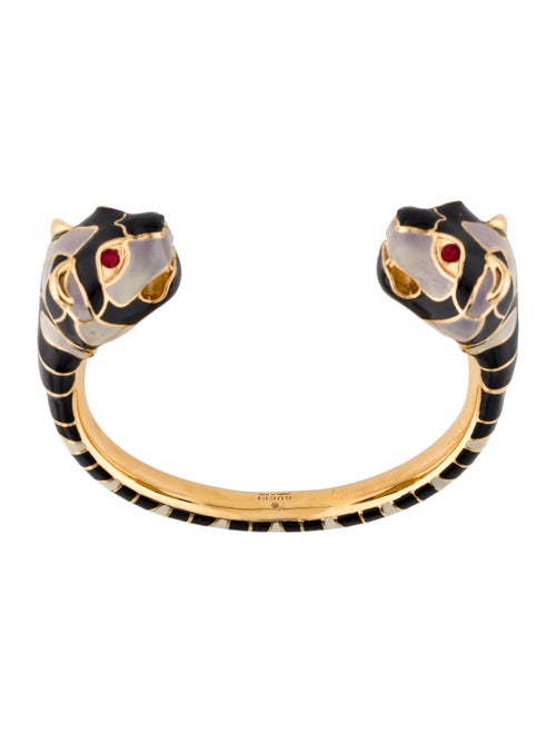 Gucci Crystal & Enamel Tiger Heads Cuff Bracelet