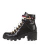 Gucci Sylvie Web Accent Leather Combat Boots