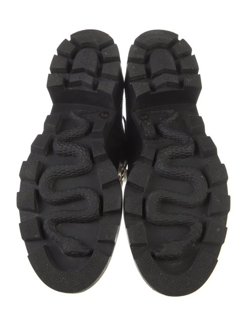 Gucci Sylvie Web Accent Leather Combat Boots