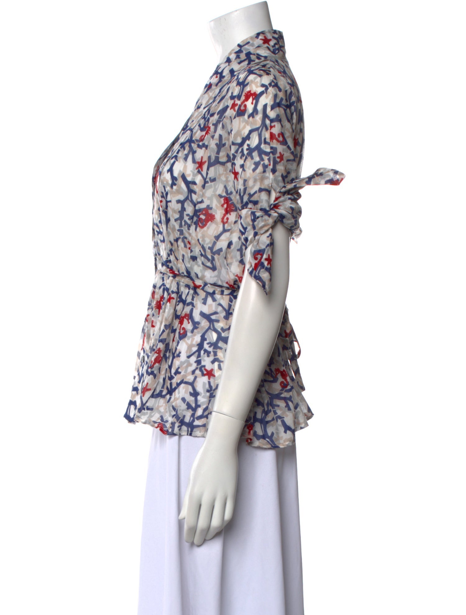 Gucci Floral Print Mock Neck Blouse