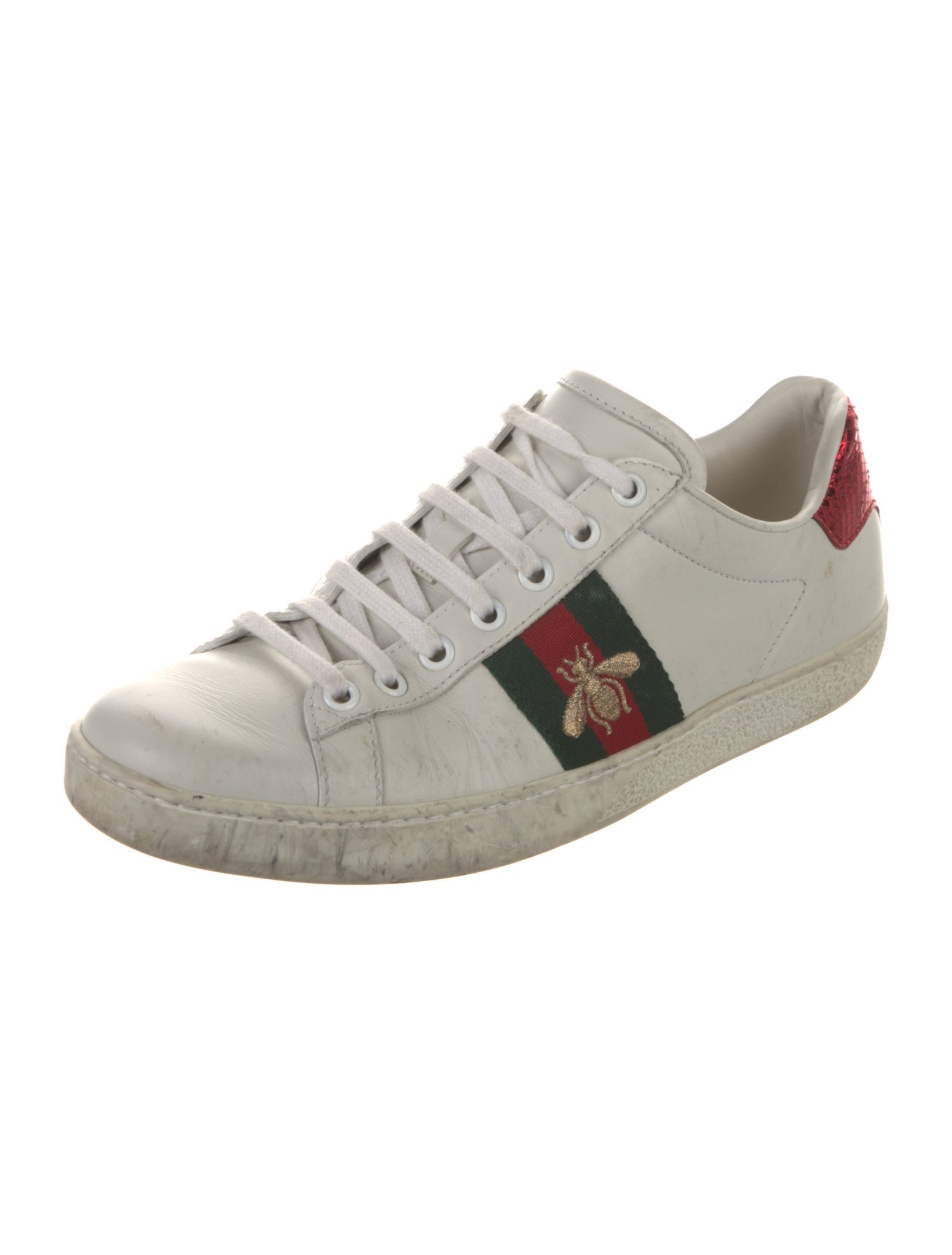 Gucci Web Accent Leather Sneakers