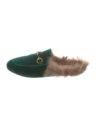 Gucci Horsebit Accent Velvet Slippers