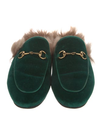 Gucci Horsebit Accent Velvet Slippers