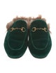 Gucci Horsebit Accent Velvet Slippers