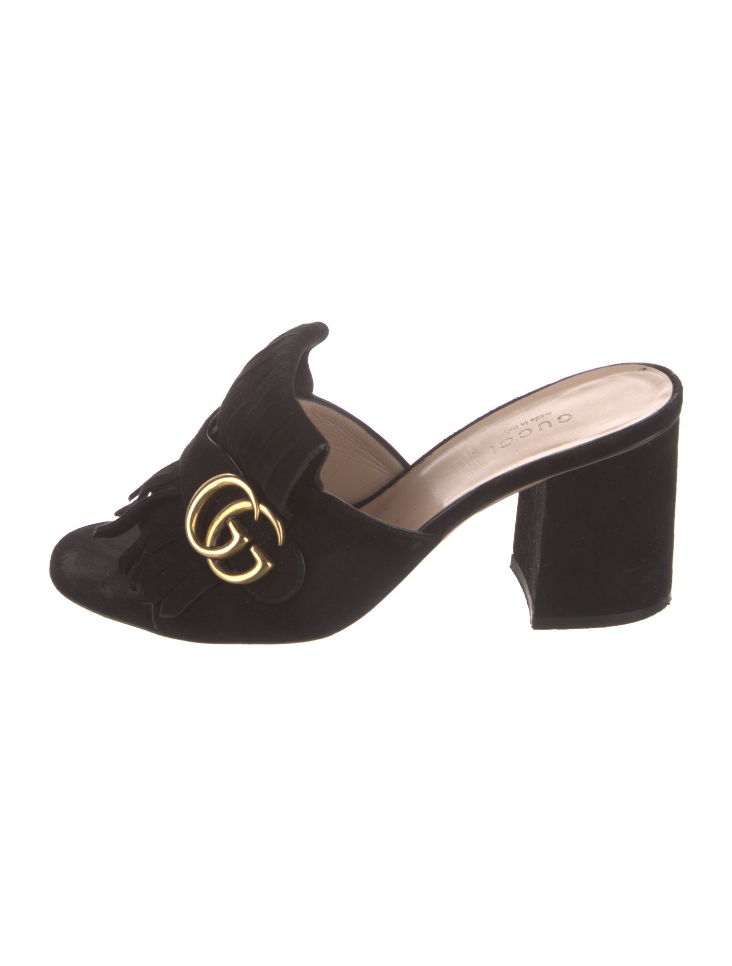 Gucci Double G Logo Suede Slides
