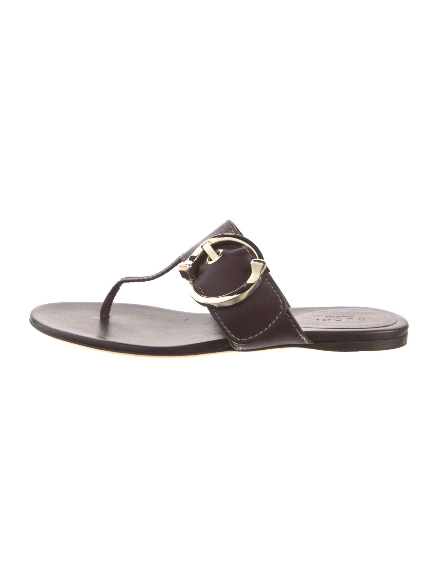 Gucci Hasler Horsebit Accent Leather Flip Flops