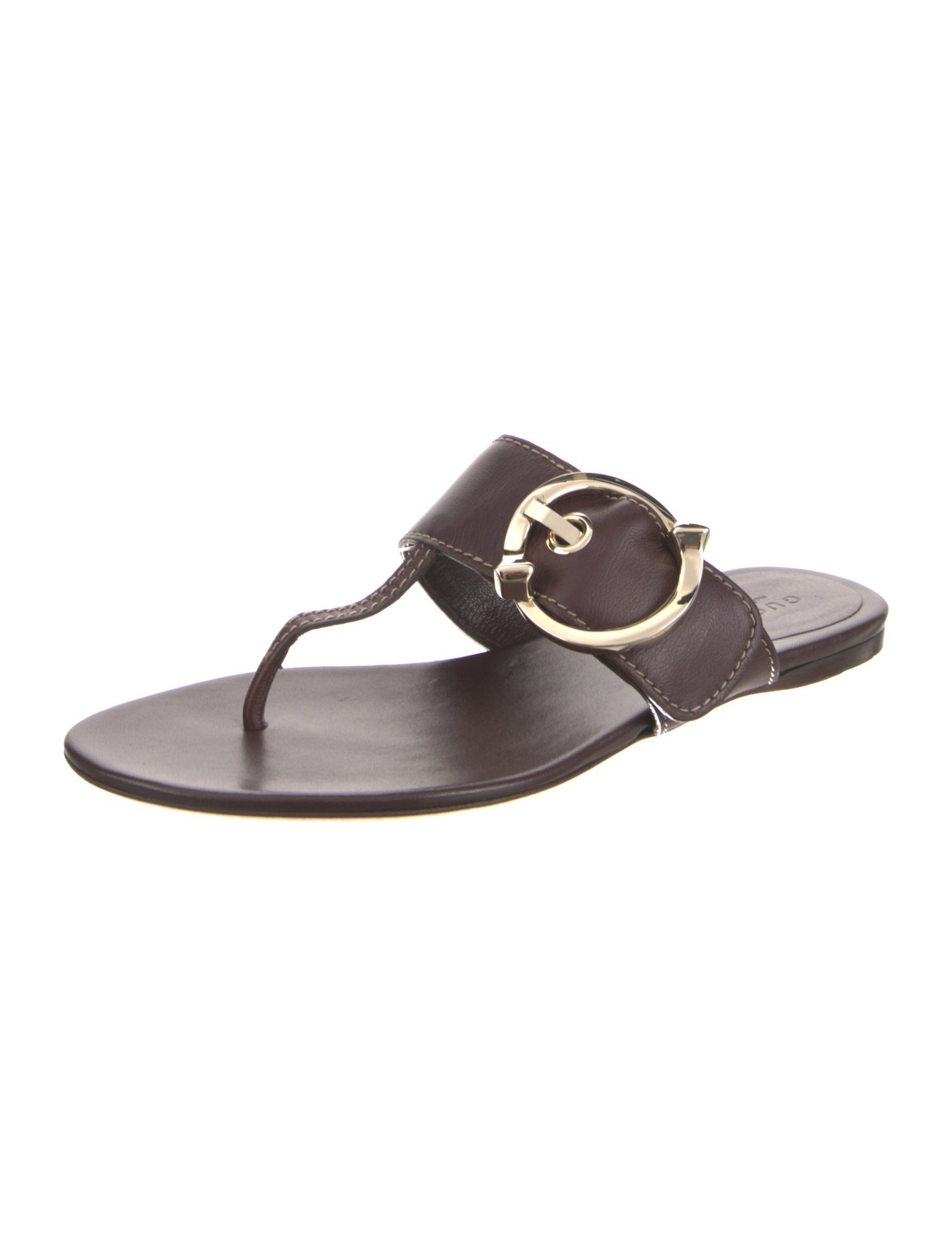 Gucci Hasler Horsebit Accent Leather Flip Flops