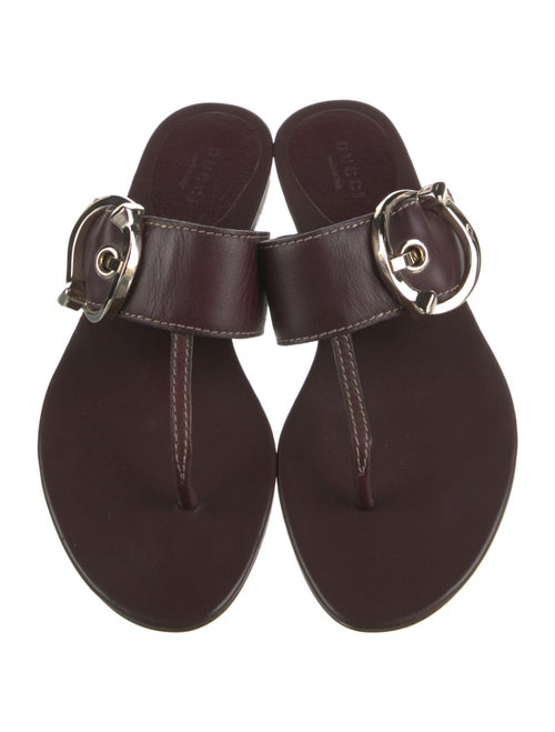 Gucci Hasler Horsebit Accent Leather Flip Flops