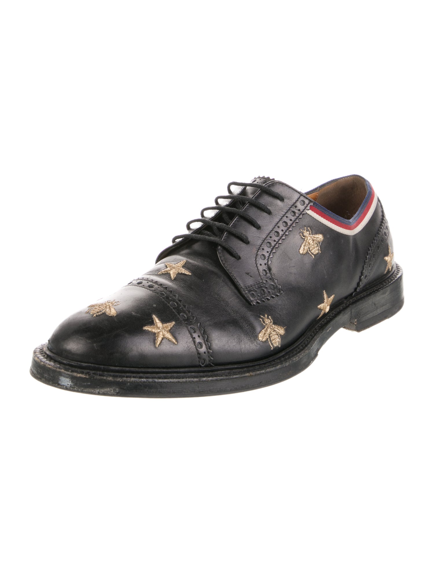 Gucci Sylvie Web Accent Leather Brogues