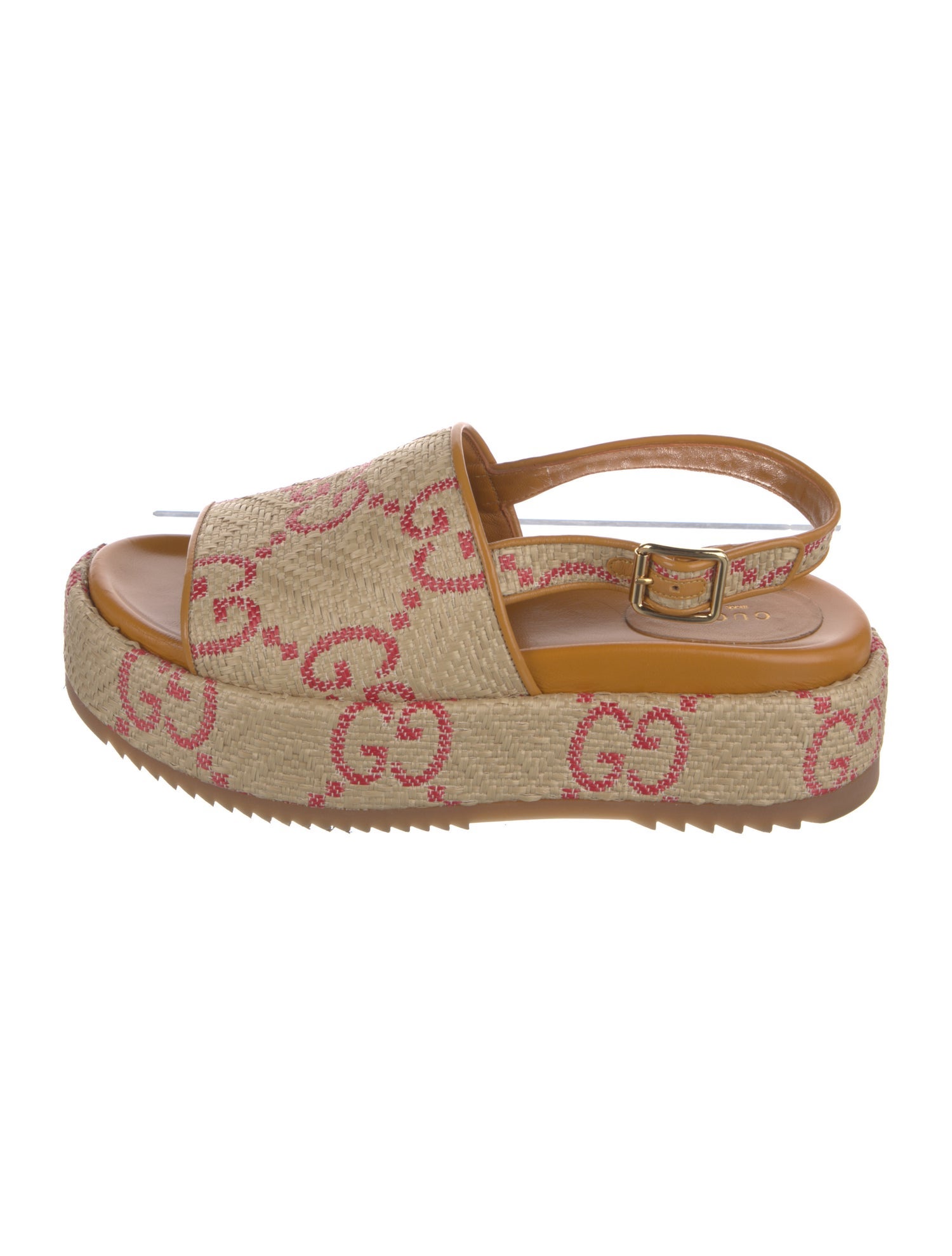 Gucci Straw Printed Slingback Sandals