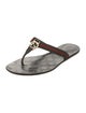 Gucci Web Accent Leather Flip Flops