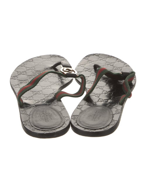 Gucci Web Accent Leather Flip Flops