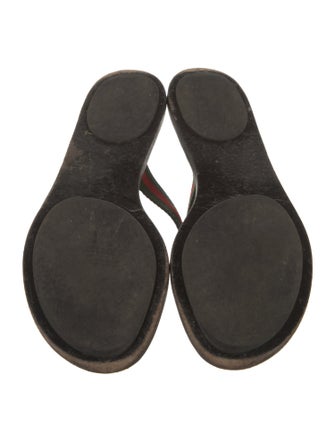 Gucci Web Accent Leather Flip Flops