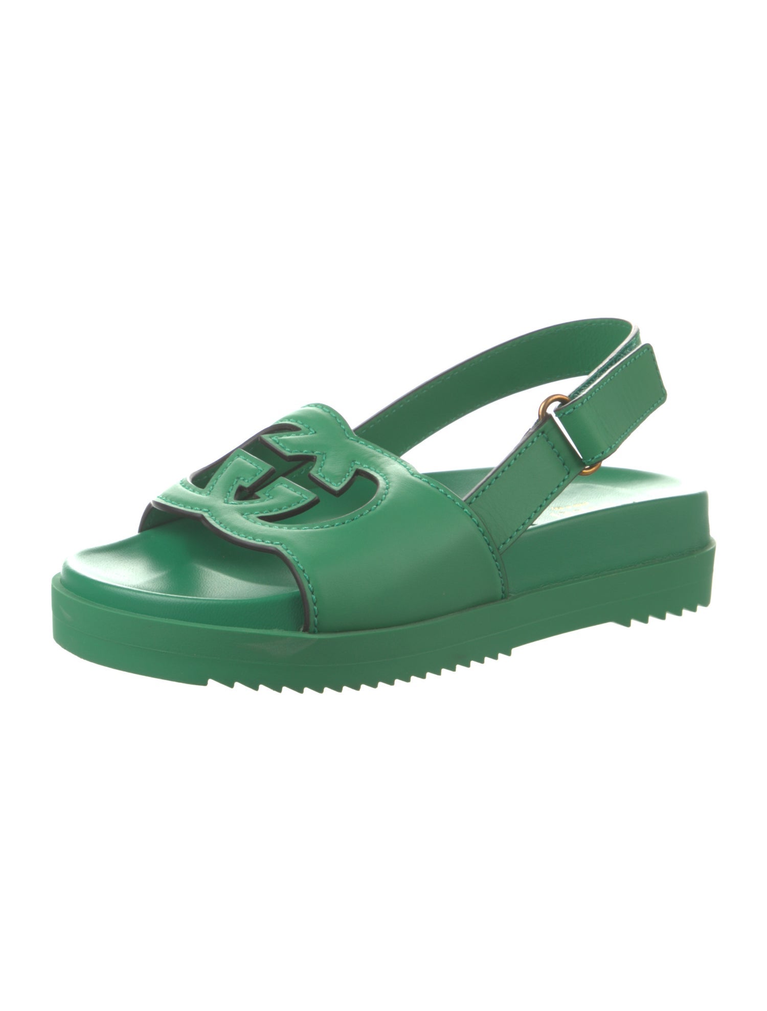 Gucci Interlocking G Logo Leather Slingback Sandals