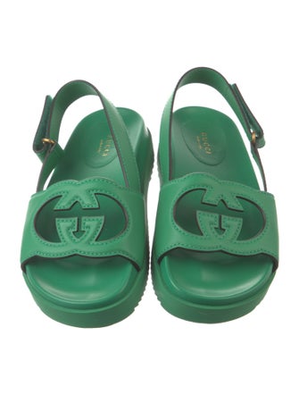 Gucci Interlocking G Logo Leather Slingback Sandals