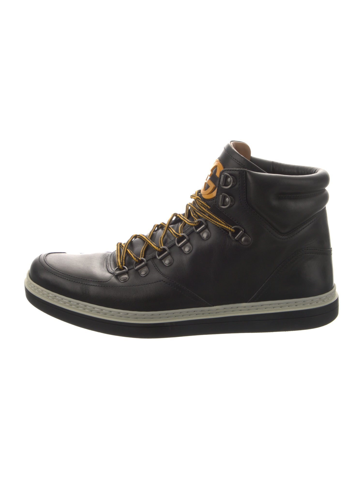 Gucci Interlocking G Logo Leather Hiking Boots