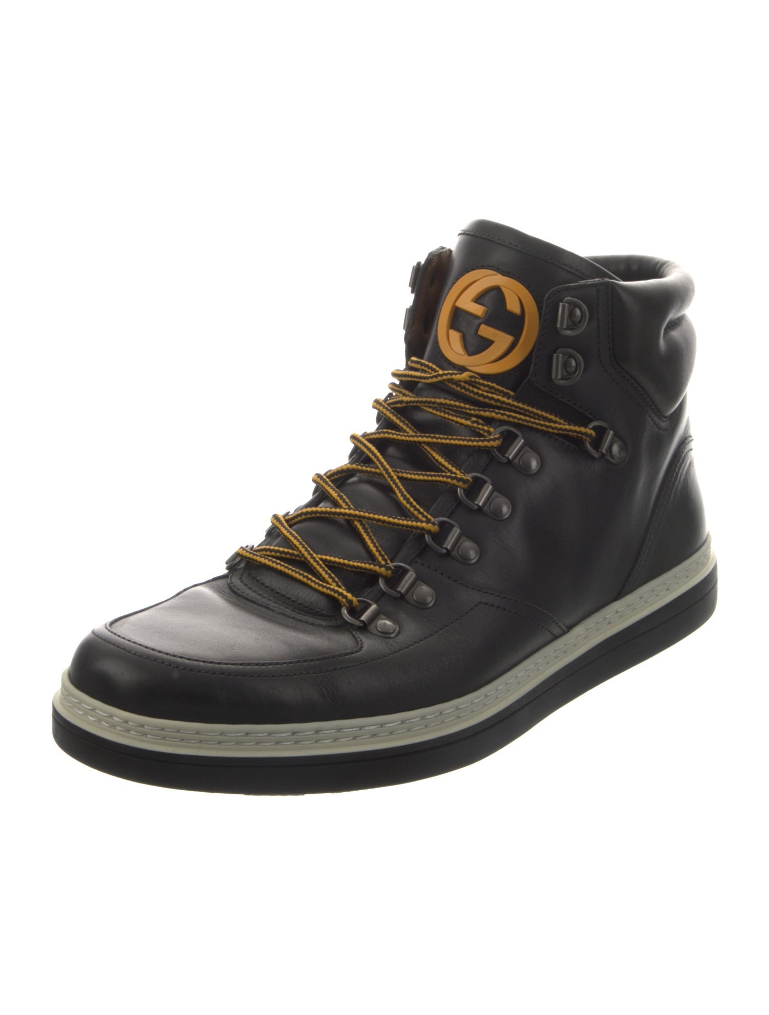 Gucci Interlocking G Logo Leather Hiking Boots