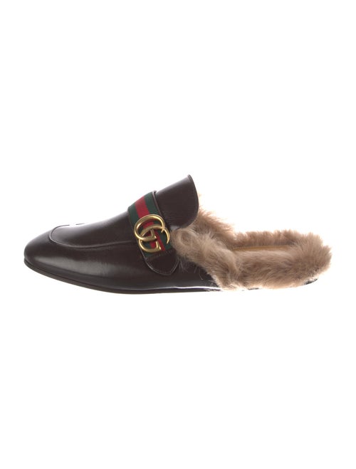 Gucci Web Accent Leather Slippers