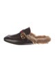 Gucci Web Accent Leather Slippers
