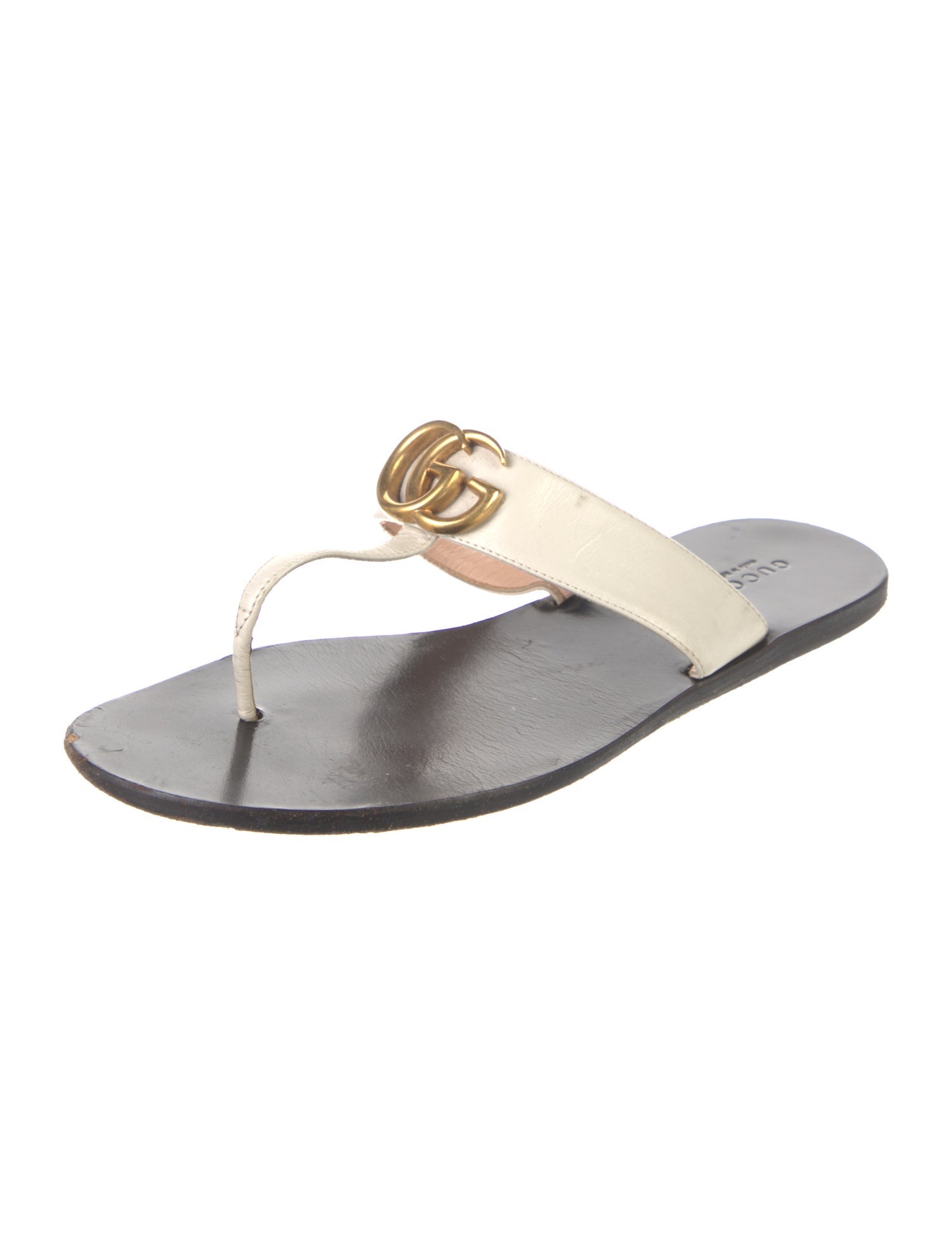 Gucci Running GG Logo Leather Flip Flops