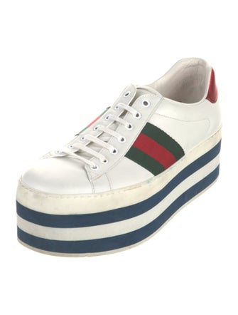 Gucci Web Accent Leather Wedge Sneakers
