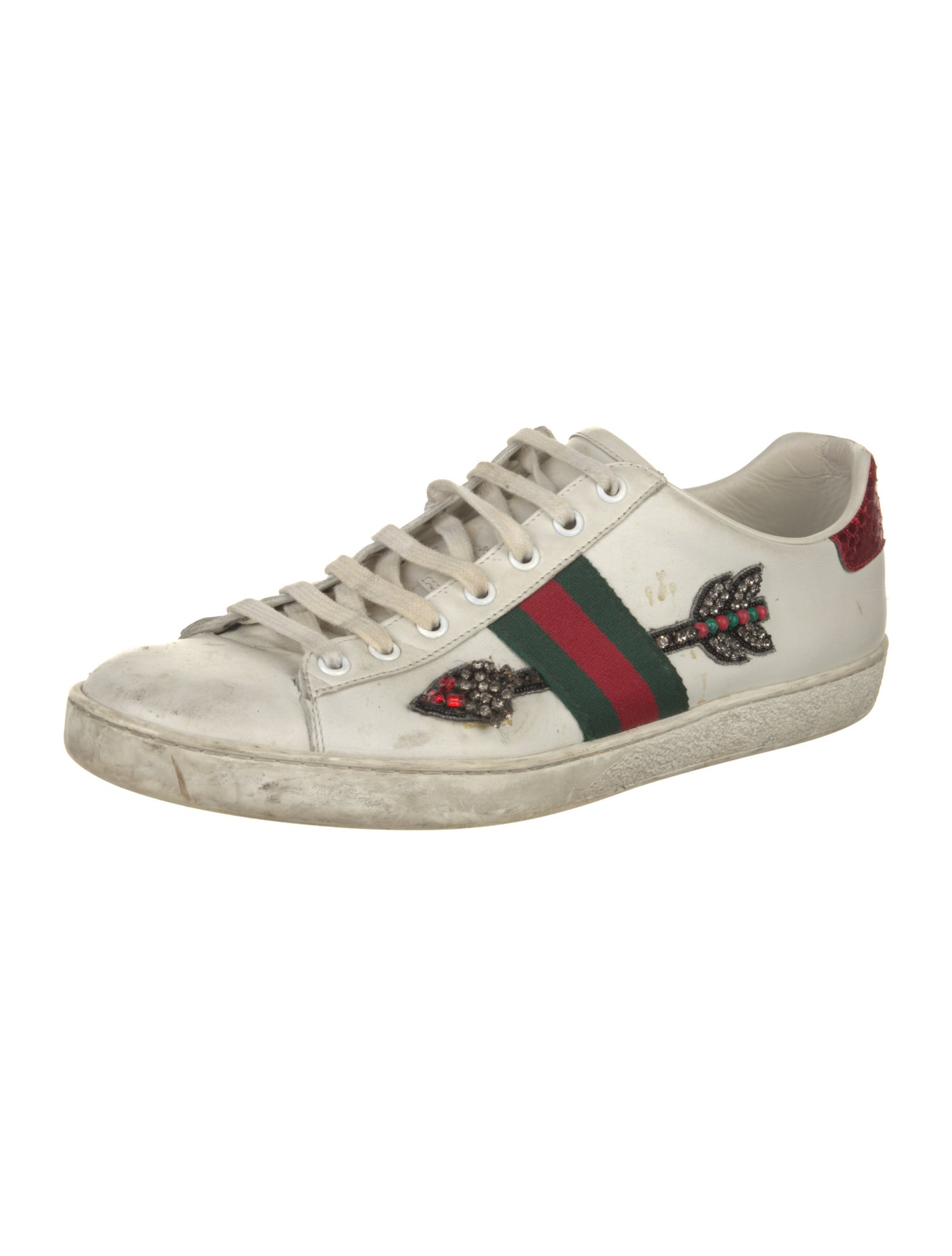 Gucci Web Accent Leather Sneakers