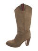 Gucci Web Accent Suede Western Boots