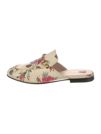 Gucci Flora Print Leather Mules