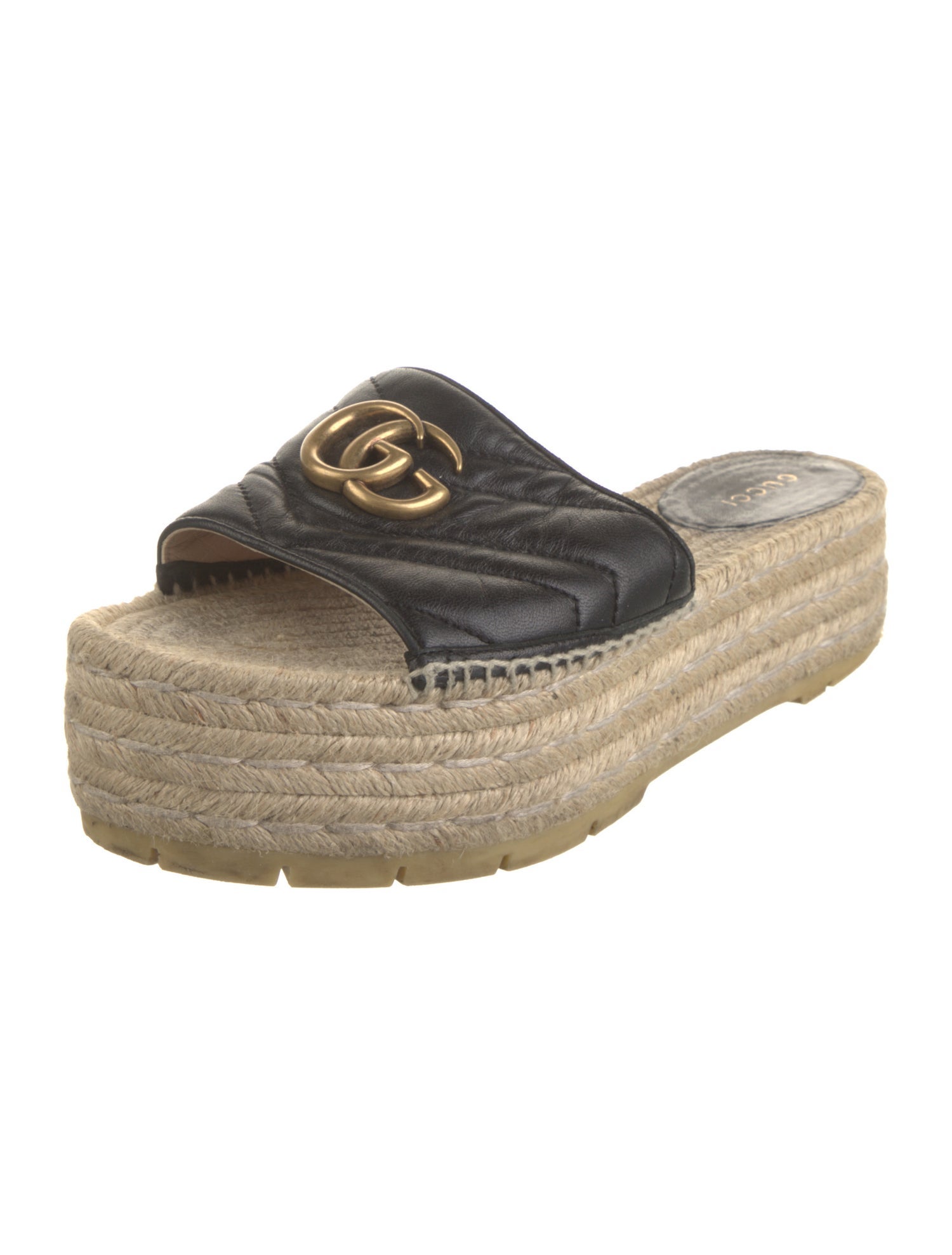 Gucci Double G Logo Leather Espadrilles