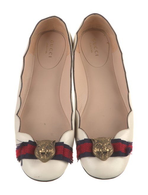 Gucci Sylvie Web Accent Leather Ballet Flats