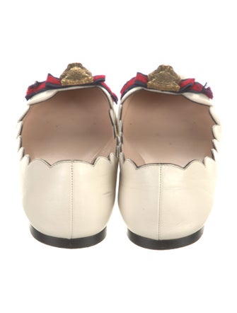 Gucci Sylvie Web Accent Leather Ballet Flats