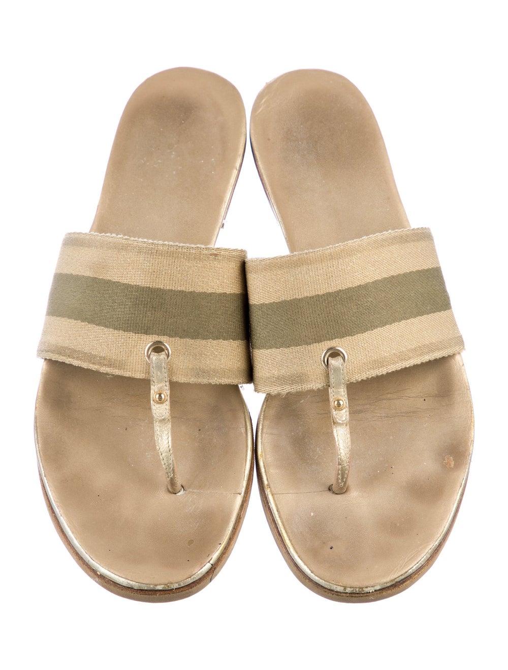 Gucci Canvas Slides Gold - image 3