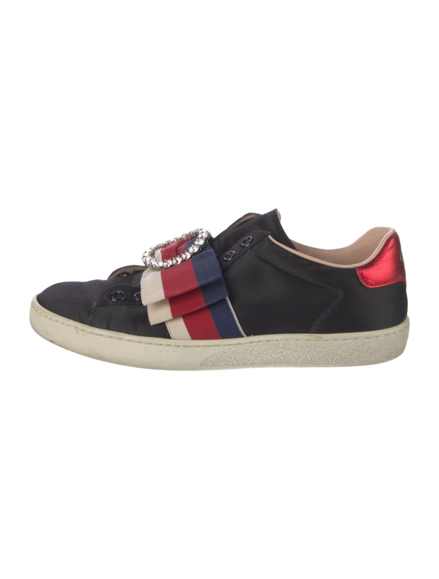 Gucci Sylvie Web Accent Satin Sneakers