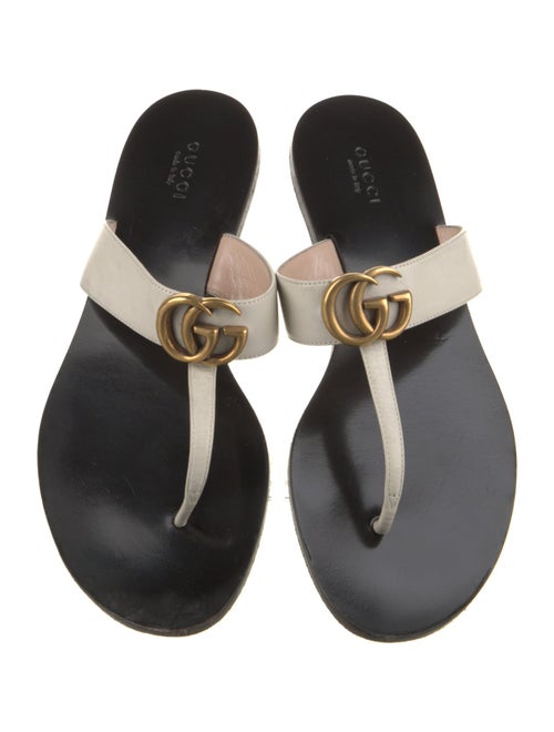 Gucci Double G Logo Leather Flip Flops