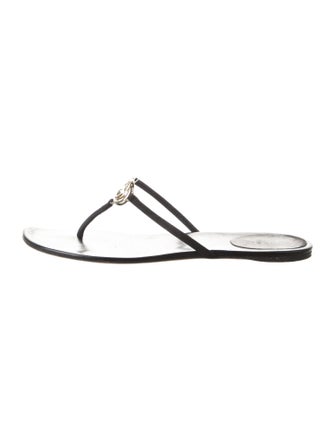 Gucci Interlocking G Logo Leather Flip Flops
