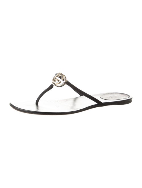 Gucci Interlocking G Logo Leather Flip Flops