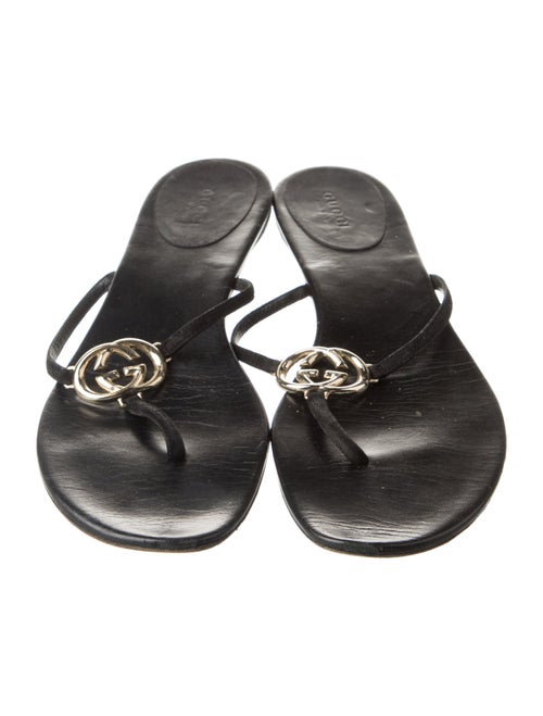 Gucci Interlocking G Logo Leather Flip Flops