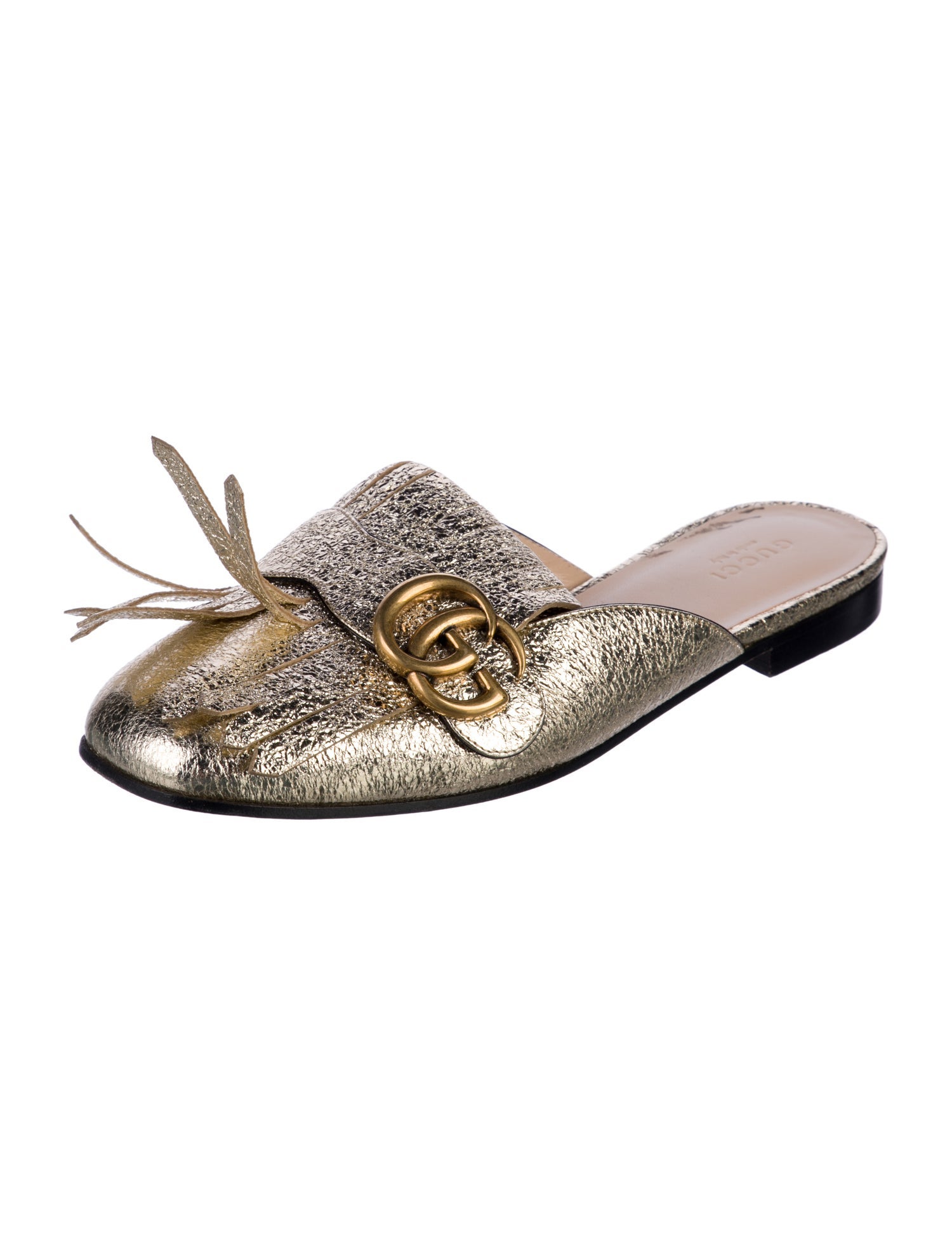 Gucci Double G Logo Leather Mules