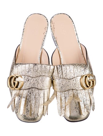 Gucci Double G Logo Leather Mules
