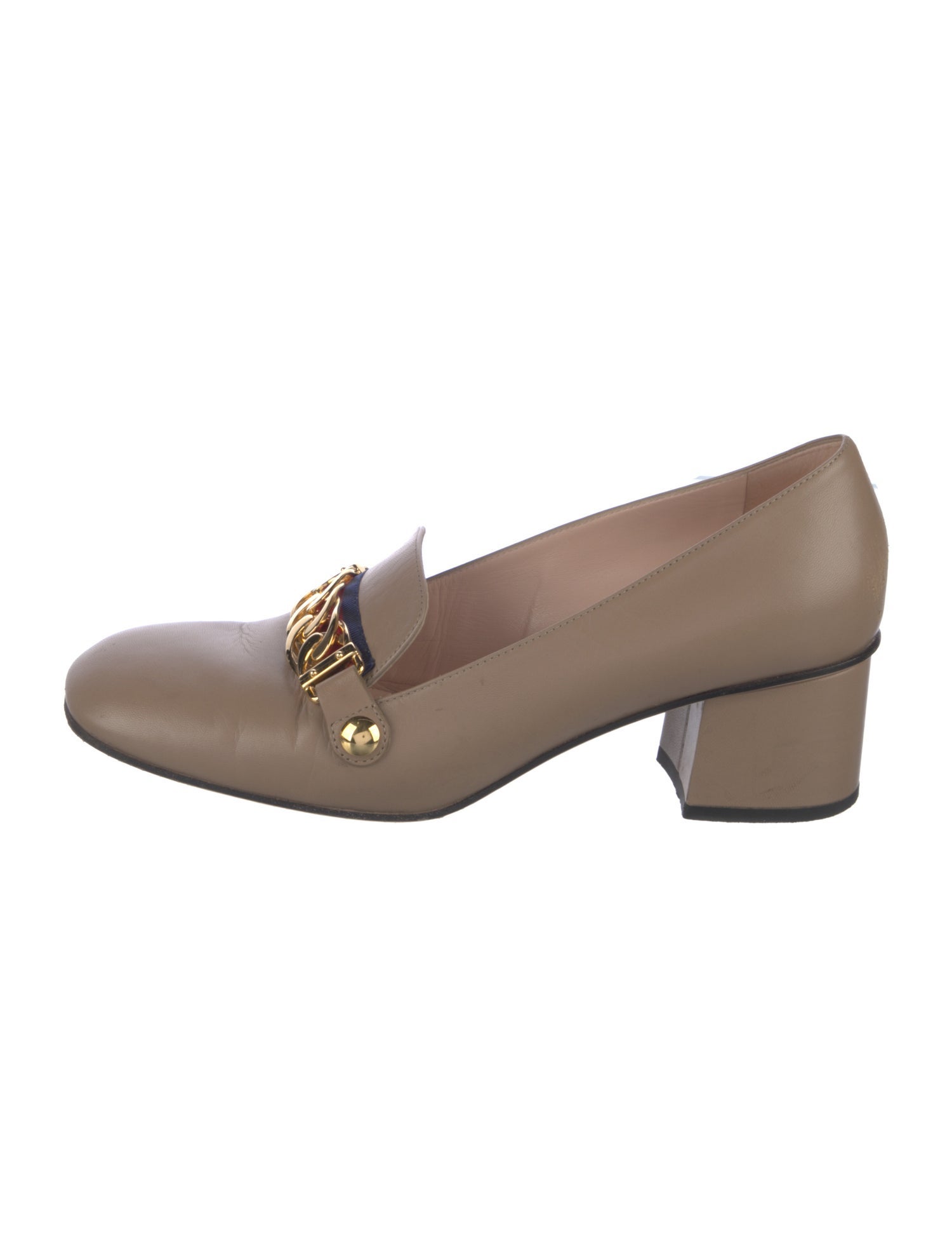 Gucci Leather Chain-Link Accents Pumps