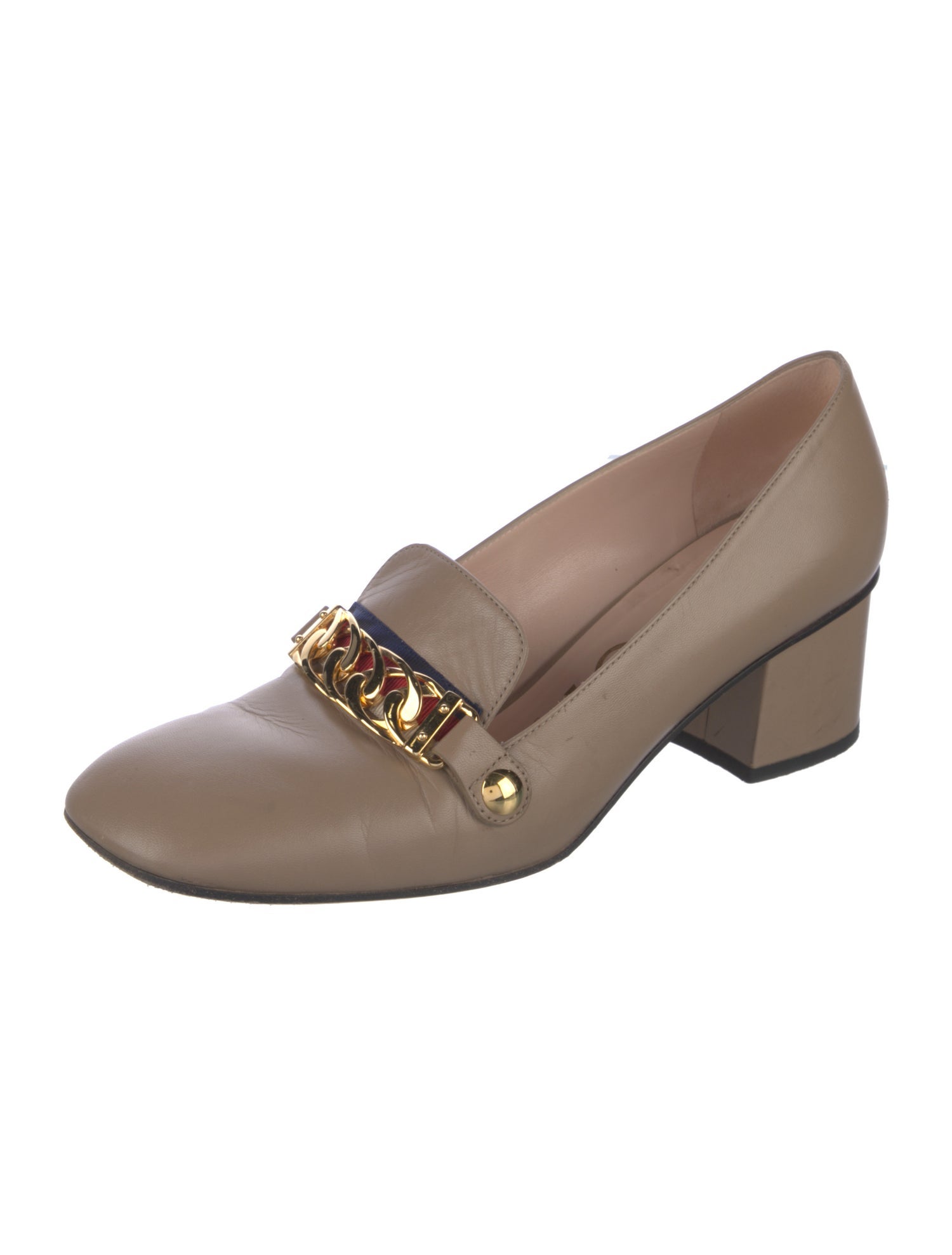 Gucci Leather Chain-Link Accents Pumps