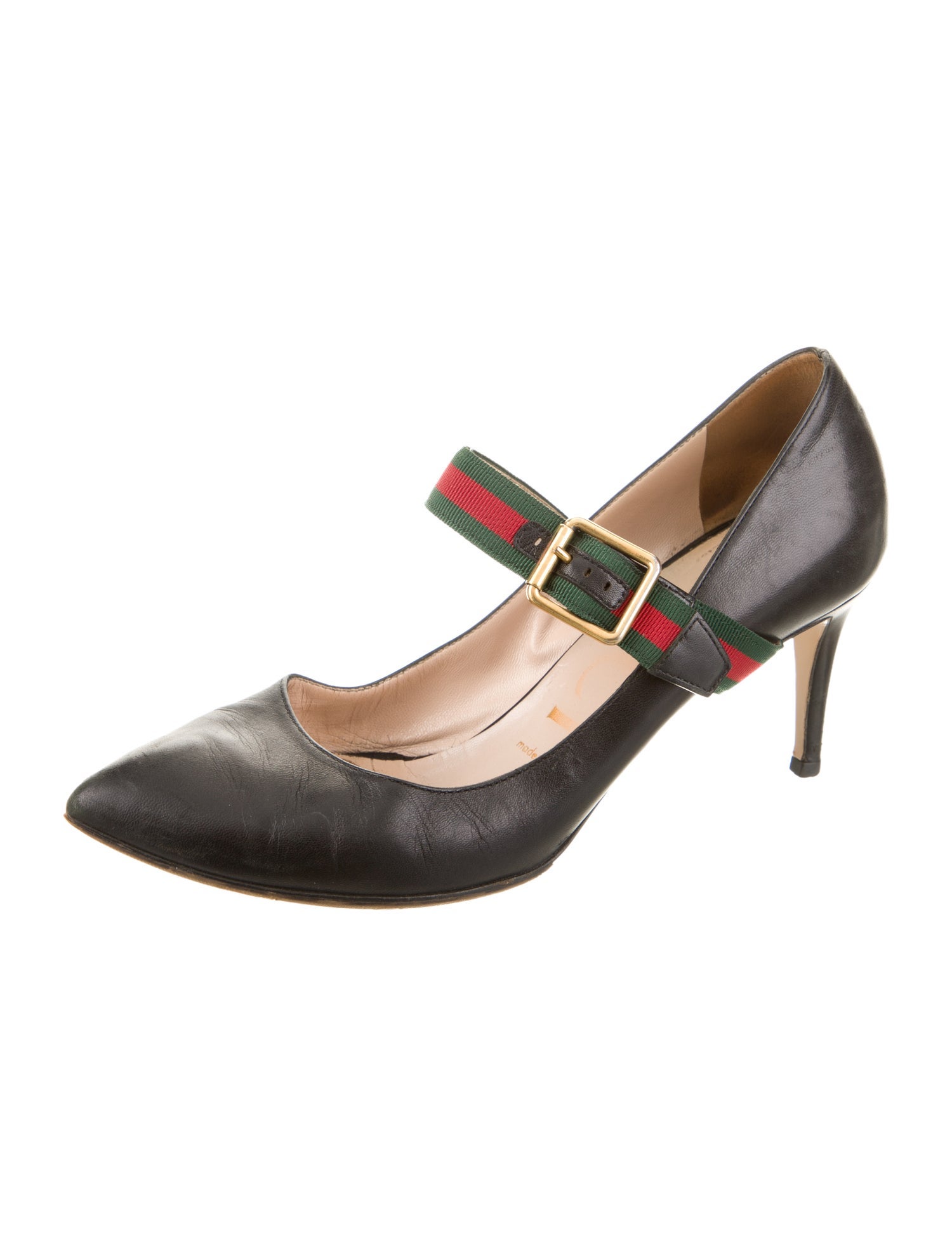Gucci Web Accent Leather Pumps