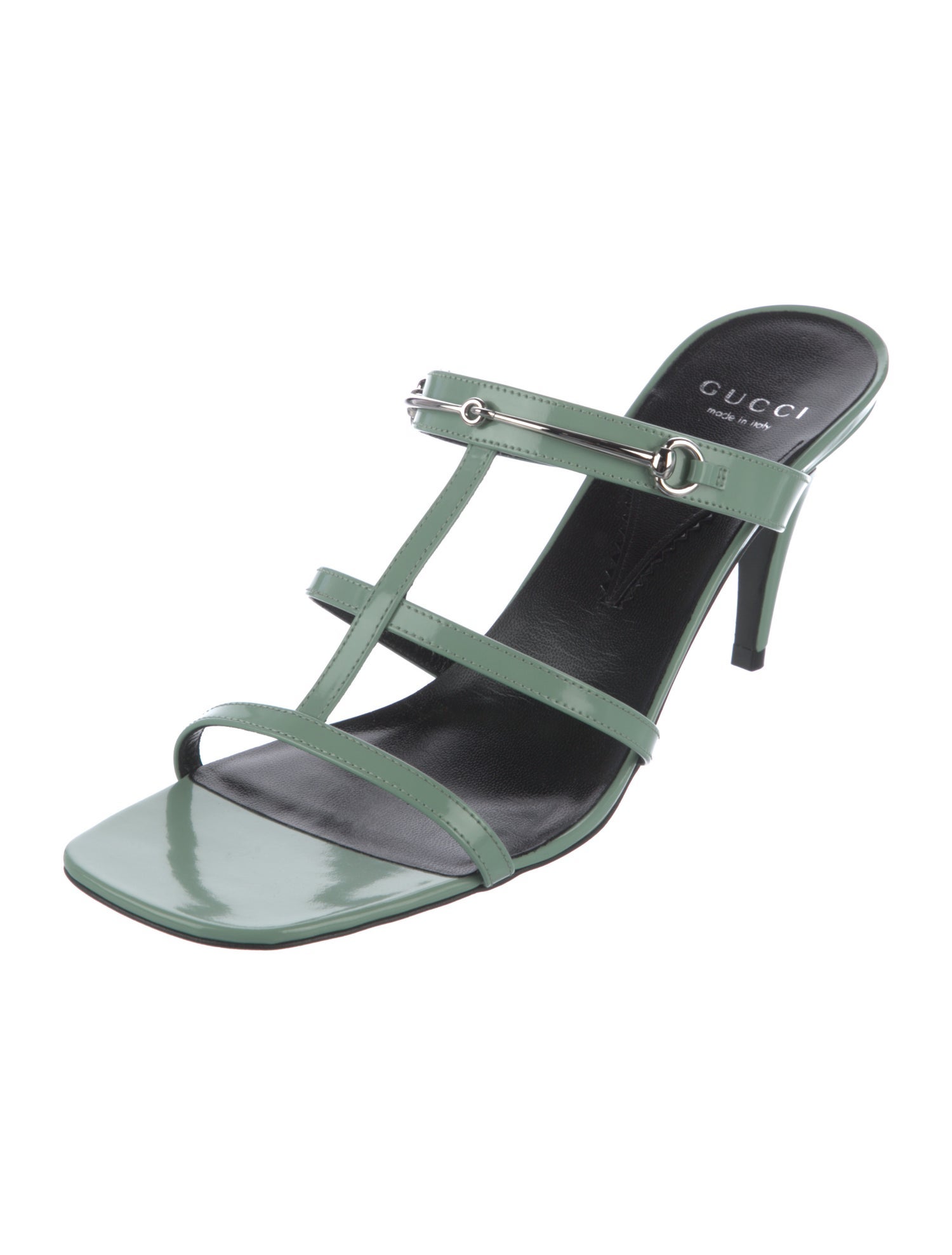 Gucci Horsebit Accent Patent Leather Slides